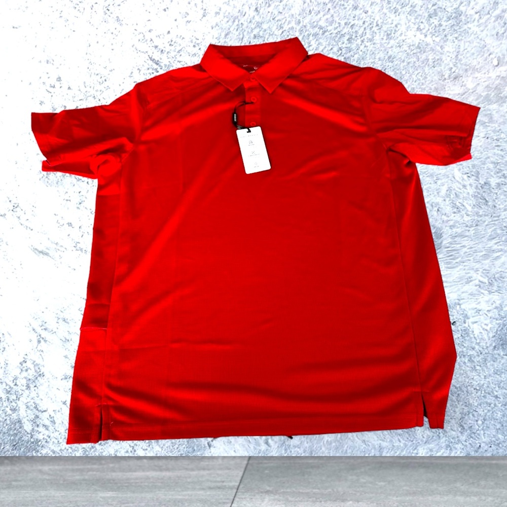Net Vanlytk Mens Size Large Polo Shirt Red Performance Golf Short Sleeve